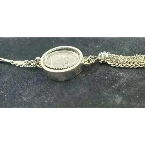 Vintage Clear Glass Cameo Intaglio Reverse Carved pendant double necklace Tassle - Picture 4 of 8